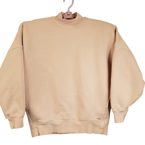 TNA Tops - Aritzia Tna Cozy Fleece Size 1 Small Boyfriend Crew Sweatshirt Pale Pink Slouchy